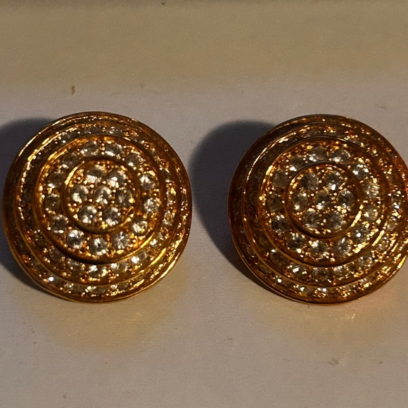 Neiman Marcus Gold Plated Chandelier Studded Earrings - Picture 1 of 6